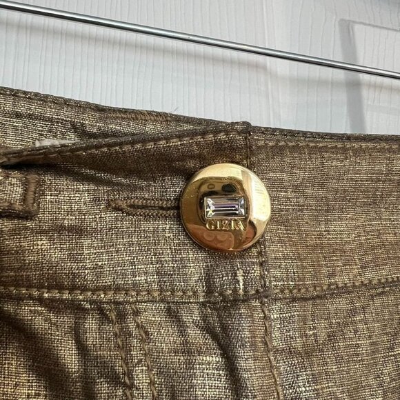 GIZIA Designer Linen Metallic Bronze Mini Skirt Size 4 - Picture 3 of 6